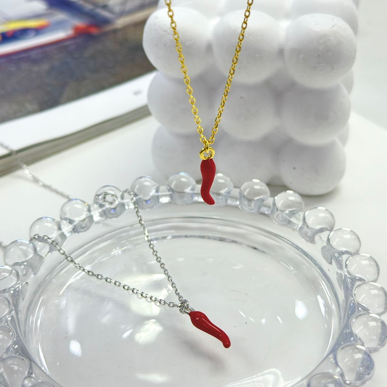 THE RED CORNICELLO NECKLACE - STERLING SILVER