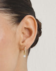 Hoop earrings pearl with zirconia