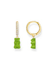 THOMAS SABO Single hoop earring with green goldbears & zirconia