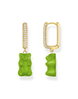 THOMAS SABO Single hoop earring medium sized with green goldbears
