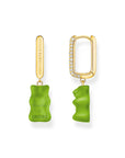 THOMAS SABO Single hoop earring medium sized with green goldbears