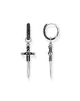 THOMAS SABO Single hoop earring with sword & black stones