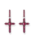 THOMAS SABO Single Cross hoop earring with ruby red stones