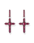 THOMAS SABO Single Cross hoop earring with ruby red stones