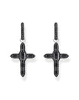 THOMAS SABO Single Cross hoop earring with black zirconia