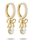 Hoop earrings Bow with zirconia in teardrop shape