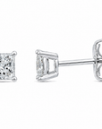 CLASSIC 4-CLAW PRINCESS CUT CZ STUDS - STERLING SILVER