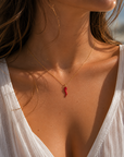 9CT RED CORNICELLO NECKLACE