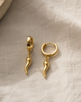 9CT GOLD CORNICELLO HUGGIE EARRINGS