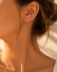 TURQUOISE HUGGIE EARRINGS - STERLING SILVER