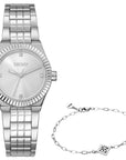 DKNY Essentials Silver Stainless Steel 28mm Watch and Stainless Steel Bracelet Set