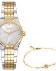 DKNY Essentials Two Tone Stainless Steel 28mm Watch and Gold Stainless Steel Bracelet Set