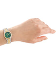 DKNY Essentials Two Tone Stainless Steel 28mm Green Dial Watch and Gold Stainless Steel Bracelet Set
