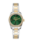 DKNY Evening Two Tone Stainless Steel 28mm Watch and Gold Stainless Steel Bracelet Set