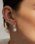 Ania Haie Silver Pearl Dome Hoop Earrings