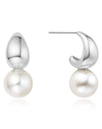 Ania Haie Silver Pearl Dome Hoop Earrings