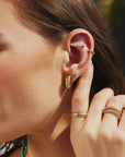 Ania Haie Gold Lab Created Turquoise Lotus Stud Earrings