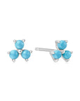 Ania Haie Silver Lab Created Turquoise Lotus Stud Earrings