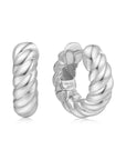 Ania Haie Silver Bold Texture Medium Huggie Hoop Earrings