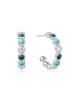 Ania Haie Silver Malachite and Turquoise Large Hoops