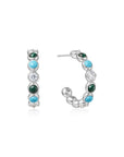 Ania Haie Silver Malachite and Turquoise Large Hoops