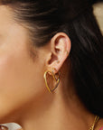 Ania Haie Gold Medium Heart Hoop Earrings