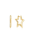 Ania Haie Gold Medium Star Pave Hoop Earrings