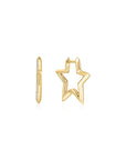 Ania Haie Gold Medium Star Pave Hoop Earrings