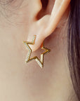 Ania Haie Gold Medium Star Pave Hoop Earrings