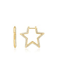 Ania Haie Gold Medium Star Pave Hoop Earrings