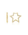 Ania Haie Gold Medium Star Pave Hoop Earrings