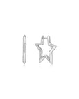 Ania Haie Silver Medium Star Pave Hoop Earrings