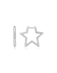 Ania Haie Silver Medium Star Pave Hoop Earrings