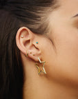 Ania Haie Gold Large Star-Shaped Pave Hoop Earrings
