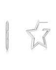 Ania Haie Silver Large Star-Shaped Pave Hoop Earrings