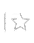 Ania Haie Silver Large Star-Shaped Pave Hoop Earrings