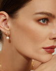 Ania Haie Gold Tennis Beaded Stone Pearl Drop Stud Earrings