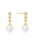 Ania Haie Gold Tennis Beaded Stone Pearl Drop Stud Earrings