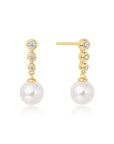 Ania Haie Gold Tennis Beaded Stone Pearl Drop Stud Earrings