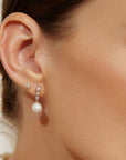 Ania Haie Silver Tennis Beaded Stone Pearl Drop Stud Earrings