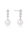 Ania Haie Silver Tennis Beaded Stone Pearl Drop Stud Earrings