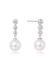 Ania Haie Silver Tennis Beaded Stone Pearl Drop Stud Earrings