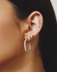 Ania Haie Silver Large Claw Sphere Beaded Hoop Earrings