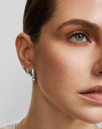 Silver Organic Dome Pebble with Bezel Dangle Stud Earrings