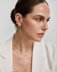Gold Polished Teardrop Dangle Station Necklace