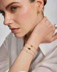 Gold Bezel Amazonite Organic Dome Pebble Bracelet