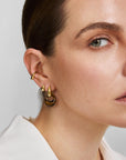 Gold Hollow Tiger's Eye Organic Pebble Drop Earrings