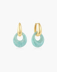 Gold Hollow Amazonite Organic Pebble Drop Earrings