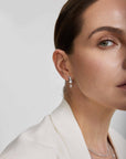 Gold Curved Teardrop Dangle Stud Earrings