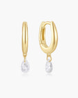 Gold Teardrop Dangle Huggie Hoop Earrings